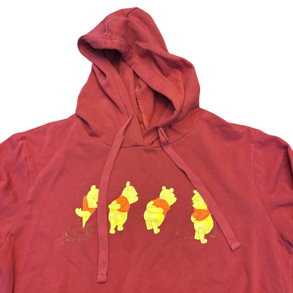 Disney Winnie‎ the Pooh Slightly Cropped Maroon Hooded Sweatshirt Women's Large